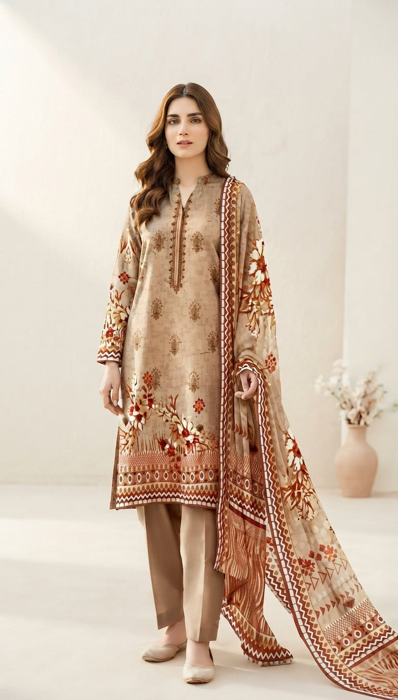 lawn three piece suit