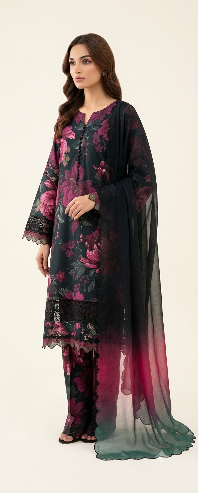 Lawn three piece suit