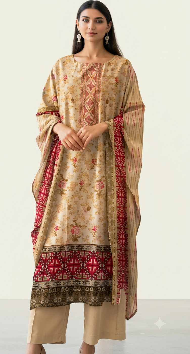 Lawn three piece suit