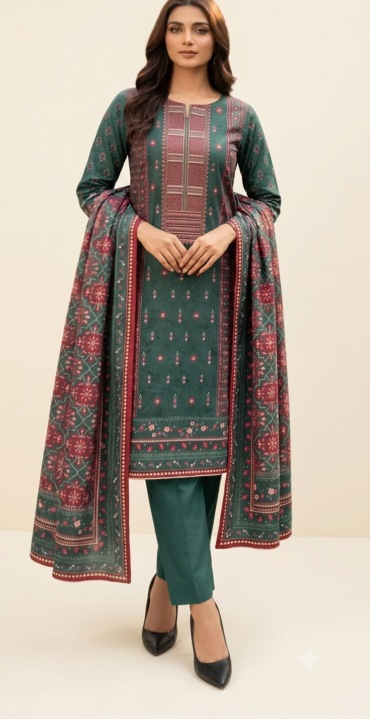 Lawn three piece suit