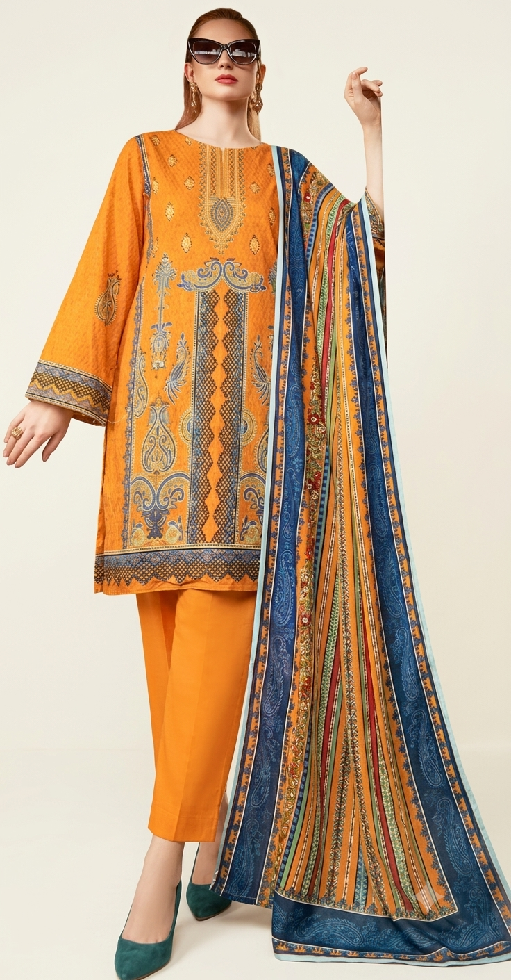 Lawn three piece suit