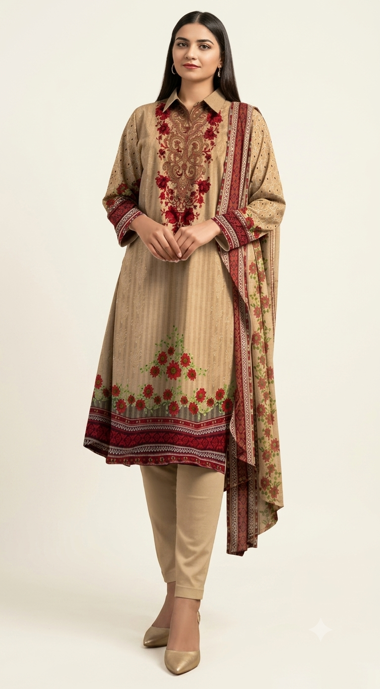 Lawn three piece suit