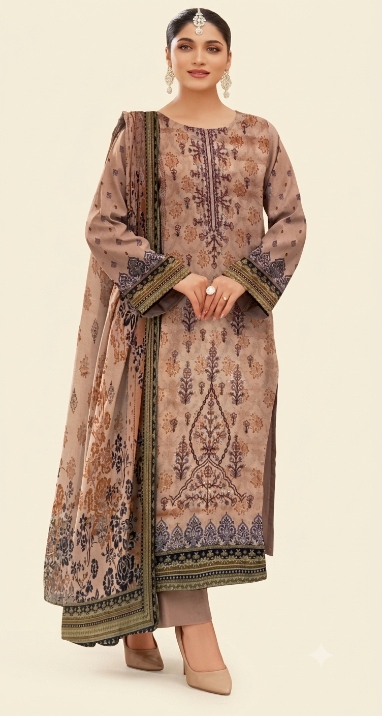 Lawn three piece suit