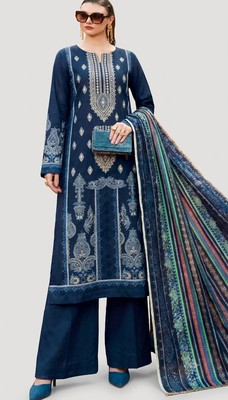 Lawn three piece suit