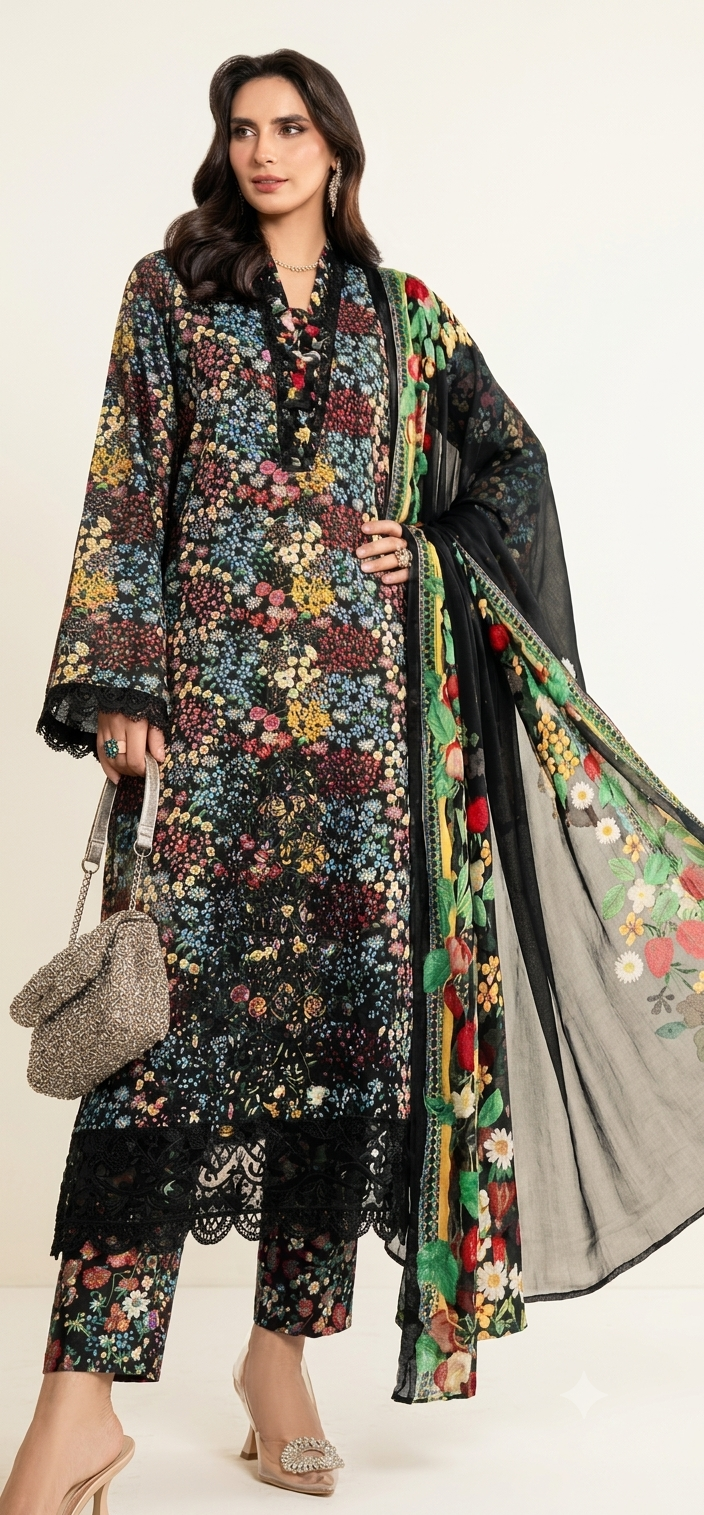 Lawn three piece suit