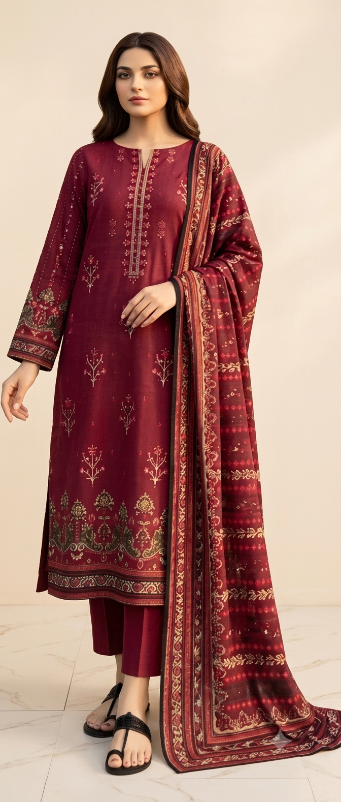 Lawn three piece suit