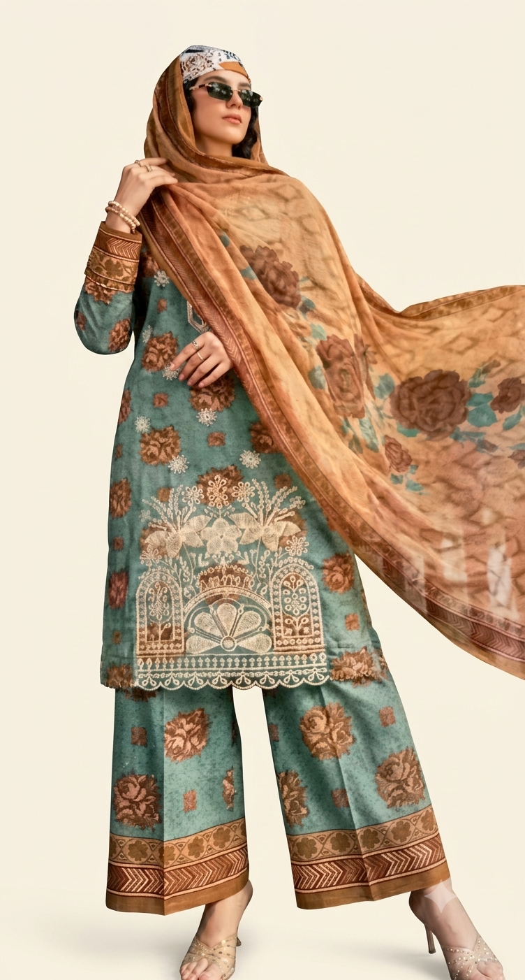 Lawn three piece suit