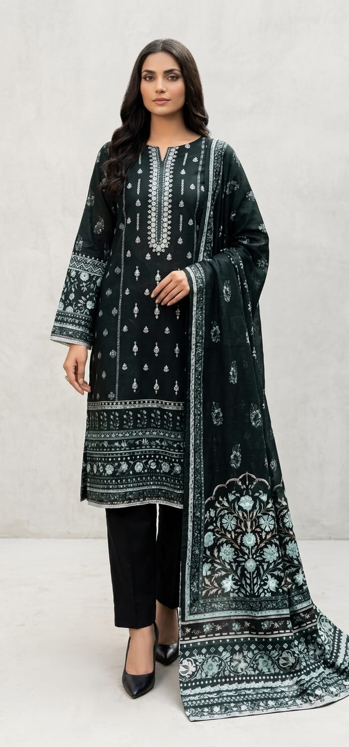 lawn three piece suit