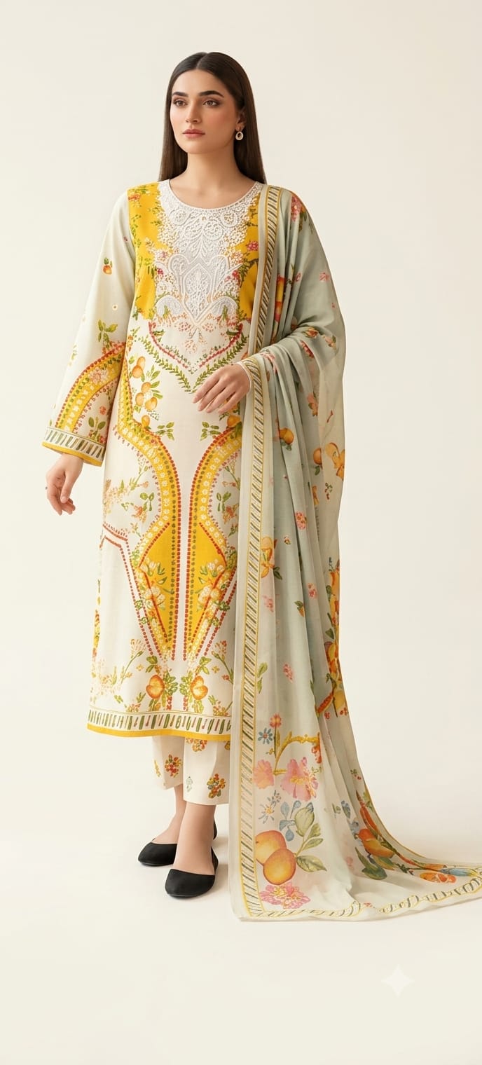 lawn three piece suit