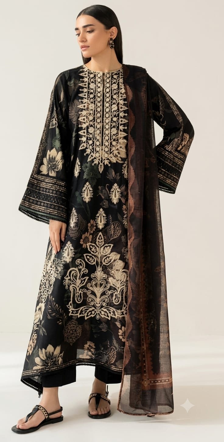 lawn three piece suit