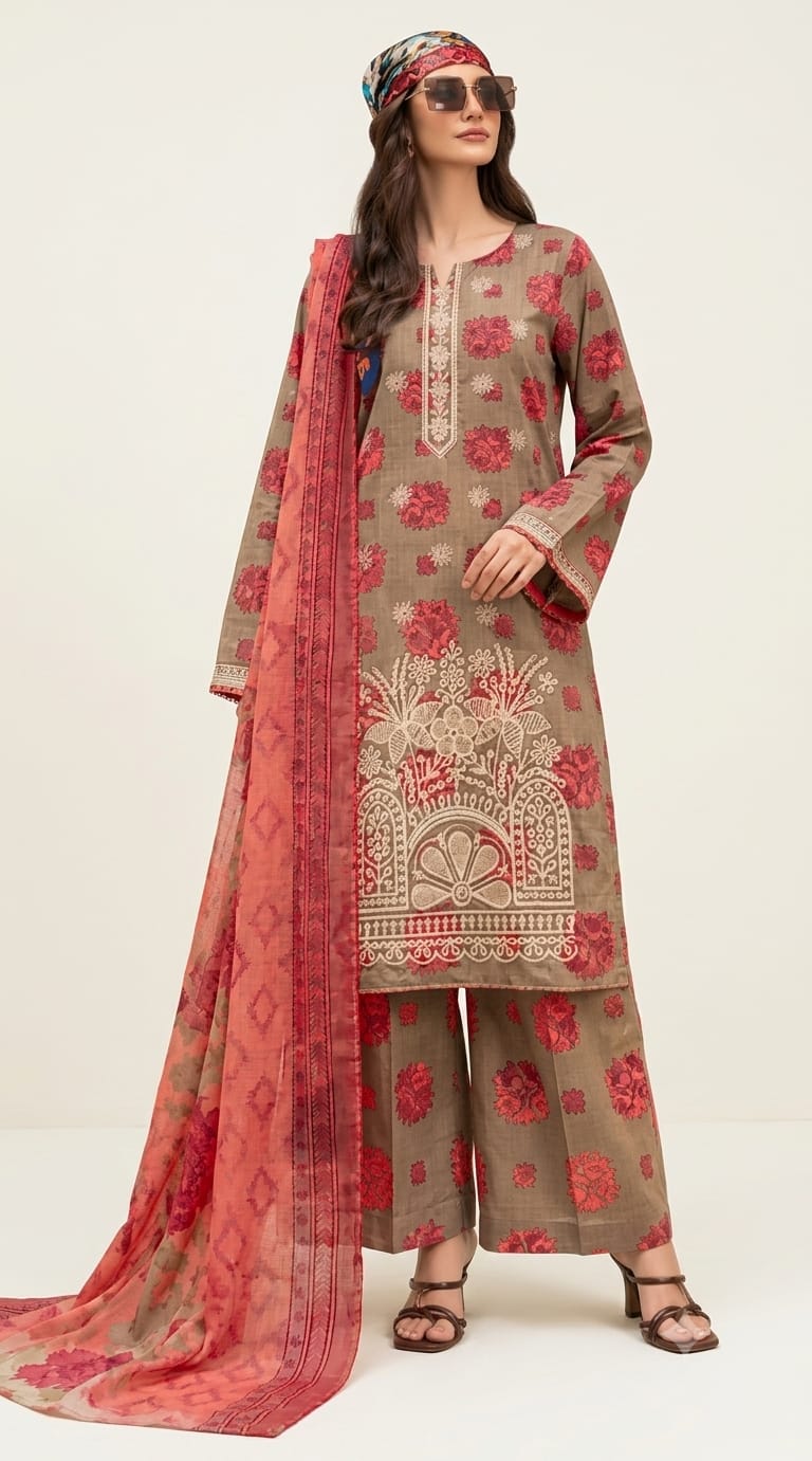lawn three piece suit