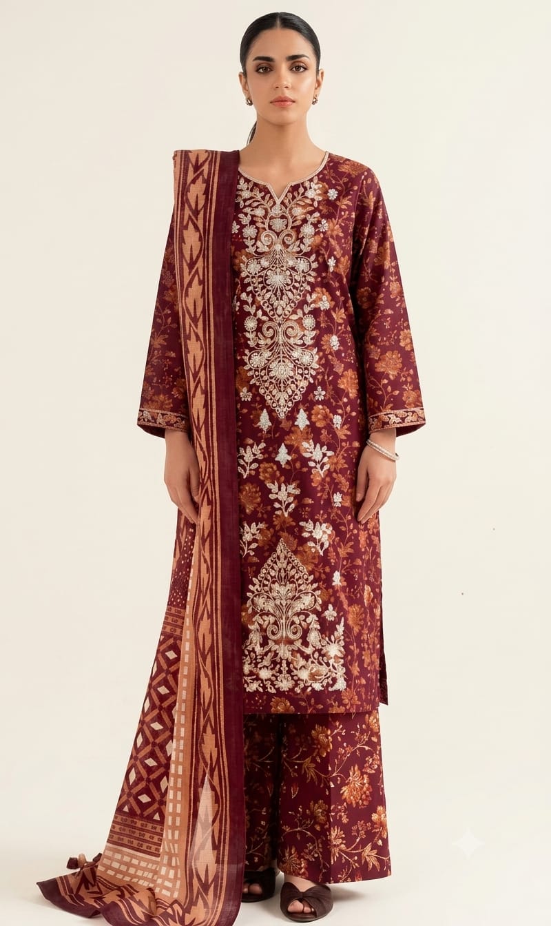 lawn three piece suit