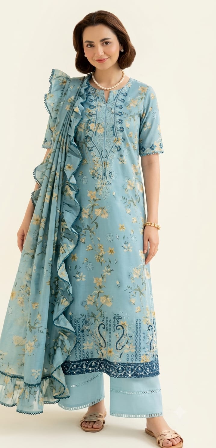 lawn three piece suit