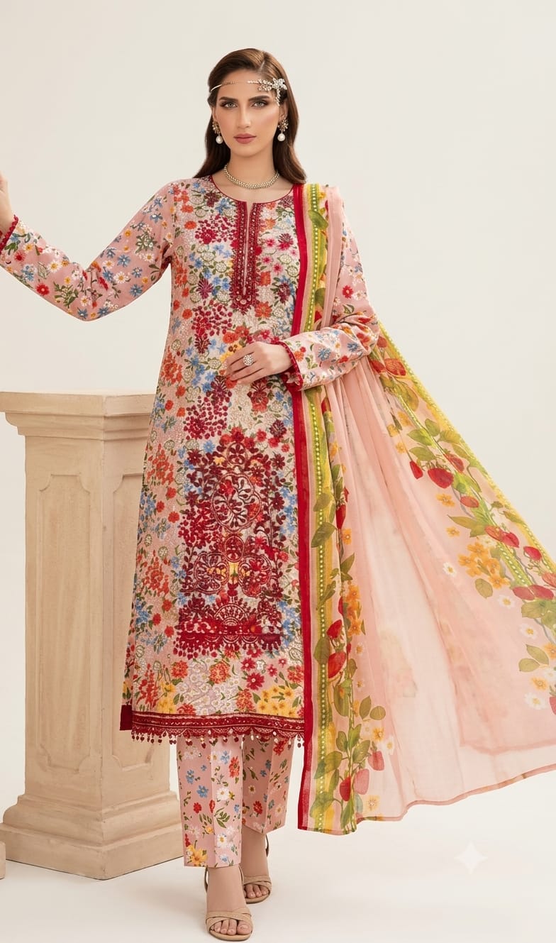 lawn three piece suit