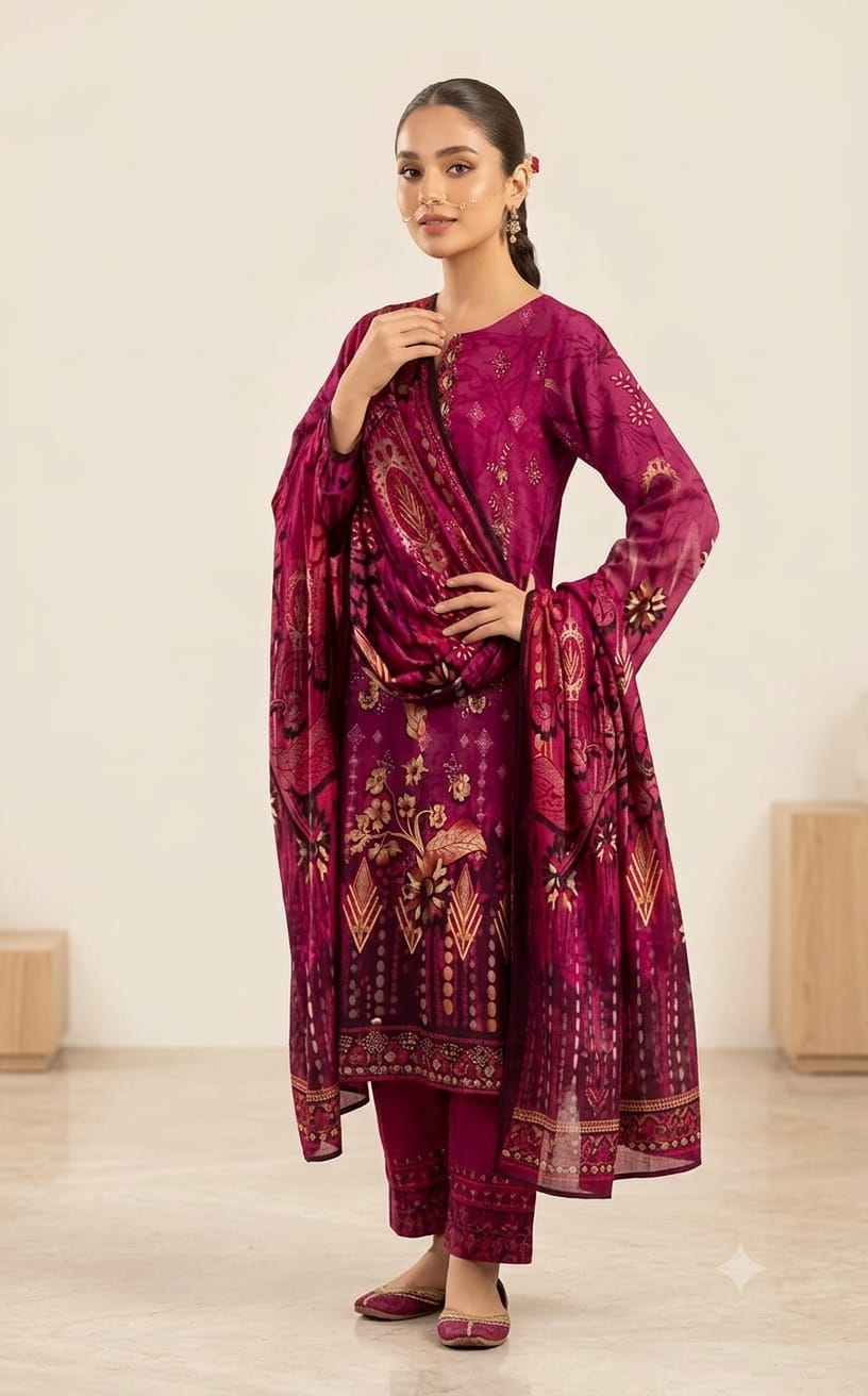 stitch lawn three pliece suit