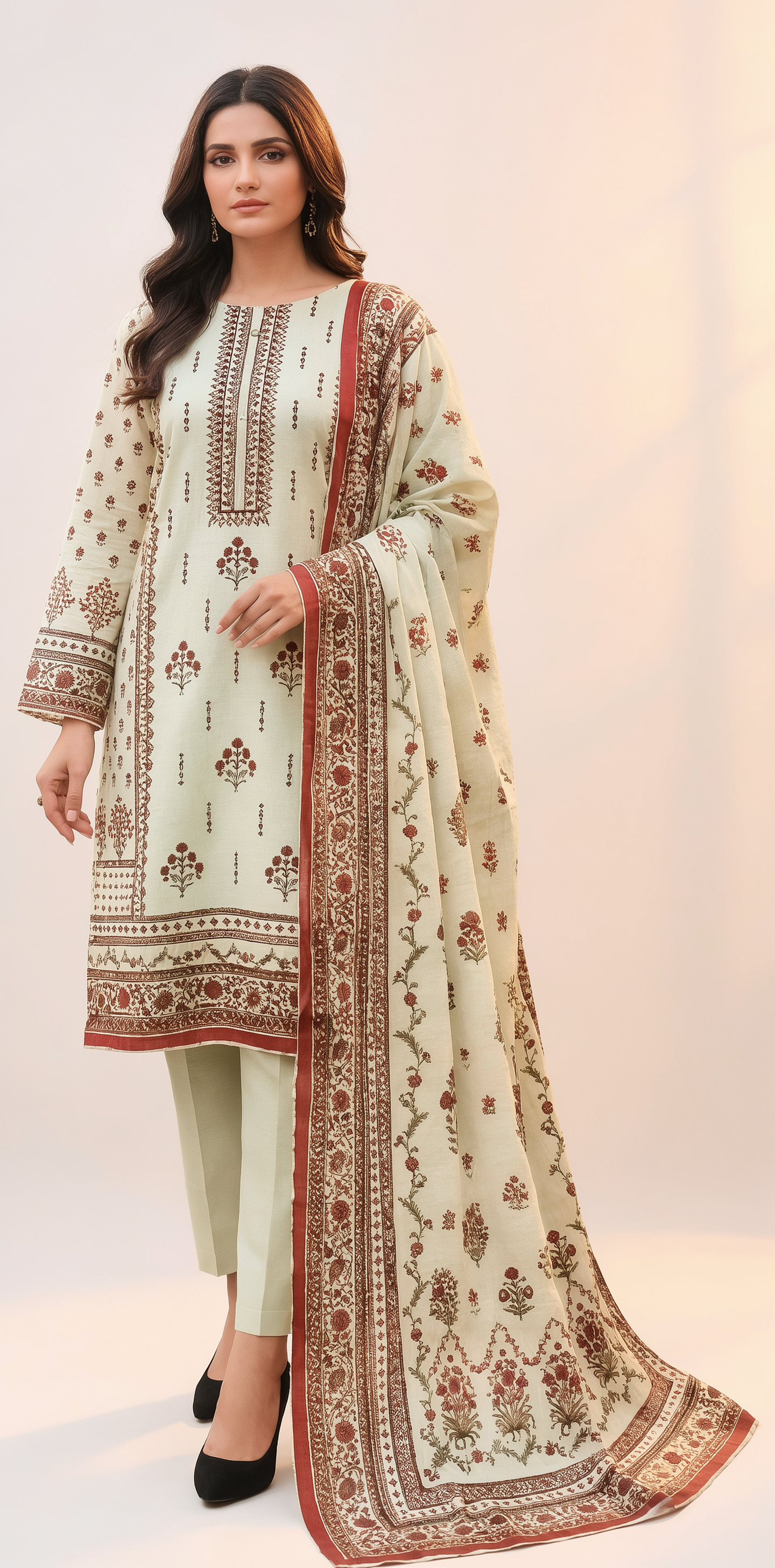 lawn three piece suit